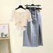 Women's Clothing Summer Milk Sweet Suit For Women New Fashion Age Reducing Butterfly Festival Top Denim Skirt Two Piece Suit_ecoleips.com
