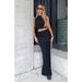 Women's Clothing Comfortable Solid Color Round Neck Sleeveless Top Waist Skirt Suit_ecoleips.com