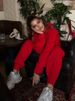 Autumn And Winter Women's Fashion Long-sleeved Lapel Knitted Sweater Trousers Set Casual Knitted Semi-zipper Jumper Set_ecoleips.com