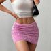 Aria Basics Aria Basics 51606 European And American Cross-Border New Fashion Sequin Velvet Short Sexy Hot Girl Bodycon Half Skirt Women_ecoleips.com