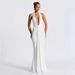 Women's Clothing Elegant Deep V Neck Backless Wrap Dress - Stretchy Smocked Midi Dress A-Line High Waist Bodycon Dress (Green/Black/White/Wine Red)_ecoleips.com