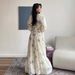 Modest Abaya Dress Elegant Printed Maxi Dress For Women – Flowy Long Sleeve Boho Dress With Feminine Floral Design_ecoleips.com