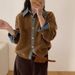 Oversized Knit Cardigan With Denim Panels – Korean-Inspired Unisex Layering Piece (One Size, Polo Collar, 7 Colors)_ecoleips.com