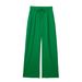 Suitable For All Seasons 2025 Spring Summer New Women's Casual Linen Elastic Waist Solid Color Wide Leg Pants_ecoleips.com