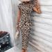 Summer Leopard Print Short Sleeve Dress Women's Fitted Waist Casual Thin Dress for Commuting Available on Amazon's Independent Stores_ecoleips.com