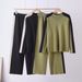 Women's Fashion Two Piece Set High Waisted Color Blocked Wide Leg Trousers And Knit Sweater Loose Slimming High Street Style_ecoleips.com