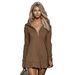 Oversized Hooded Sweatshirt For Women – Longline Hem With Ruffle Detail (Unisex Fit, Coffee Brown, XS-XL)_ecoleips.com