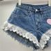 Women's Clothing Slim Stitching Lace Wide Leg A Line Raw Edge Denim Shorts Women's Hot Pants Trend_ecoleips.com