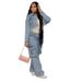 Women's Denim Workwear Jacket & Pants Set 2-Piece Outfit - Streetwear Oversized Pocket Utility Jumpsuit (Blue, M/L/XL/XXL)"_ecoleips.com
