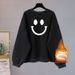 Women's round Neck Fleece Lined Thickened Winter Coat plus Size Loose Fit High-End Feel 2023 New Style Top_ecoleips.com