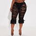 Women's Sexy Lace Hollow out Capri Pants Cross-Border See through Early Spring European American Style Polyester Fashion_ecoleips.com