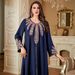 Turkish Style Long Robe Dress Women's Elegant Loose Fitting Embroidered Dress with Long Sleeves Fashionable Cross Border Trade Temperament Dress_ecoleips.com