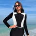 Women's Clothing Splicing Simple Fashion Long Sleeved Trousers With Skirt Set_ecoleips.com