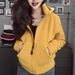 Korean-style High-end Zip-up Hooded Sweatshirt For Women, 2025 New Autumn And Winter Thickened Warm Versatile Knitted_ecoleips.com