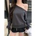 American-style Real-shot Casual Off-shoulder Sweatshirt Women, Spring Autumn, Korean Version, Loose Fit, Versatile,_ecoleips.com