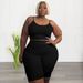 Verve N7839 Plus Size Women's Casual Sports Two-Piece High Elastic U-Shaped Sleeveless Shorts Set_ecoleips.com