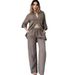 Women's Clothing 2-piece Plus Size Cotton And Linen Shirt Suit High Waist Loose Trousers_ecoleips.com