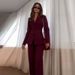2025 New Women's V-Neck Slim Waist Fashion Button Long Sleeve Set_ecoleips.com