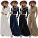 Women's Clothing Long Sleeved Fashion Casual Suit Ribbed Knitted Wide Leg Pants_ecoleips.com