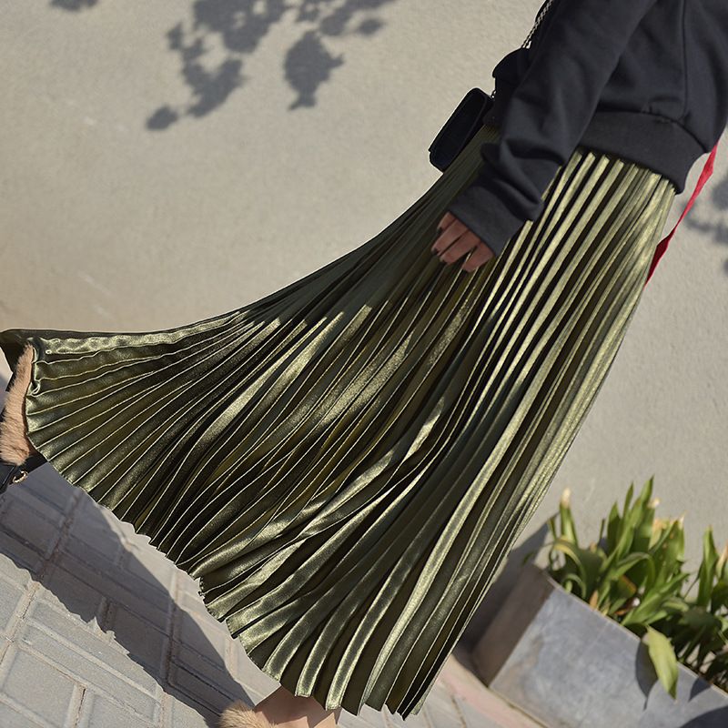 Women's Clothing Pleated skirt skirt autumn and winter new chic high waist retro style ulzzang fashion skirt female winter_ecoleips.com