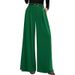 High-Waisted Wide Leg Dress Pants - Flowy Polyester Office Trousers With Pockets For Women (Black/Grey/Beige/Caramel/Pink/Navy, S-XXL)_ecoleips.com