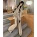 Two-piece Set With Hooded Zip-up Sweatshirt And Wide-leg Pants For Women, New Spring Korean Style Loose Casual Sports_ecoleips.com