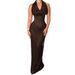 European American Retro-style Fashion Women's With V-neck, Sequin Waist-cinching, Slimming Halter Neck, Mesh Bodycon,_ecoleips.com