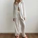 European And American Autumn New White Jacquard Sleeve Long Pants Loose Pajama Set Cross-Border Wholesale Homewear_ecoleips.com