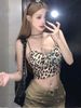 Spicy Girl Low V-neck Leopard Print Tank Top For Women 2025 New Summer Outfit, Showing Off Chest And Wearing Inside, Beautiful Back, Pure Desire Top_ecoleips.com