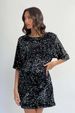 Women's Clothing New Autumn/winter Velvet Sequined Fashionable And Elegant Back V Neck Open Back Short Sleeved Dress_ecoleips.com