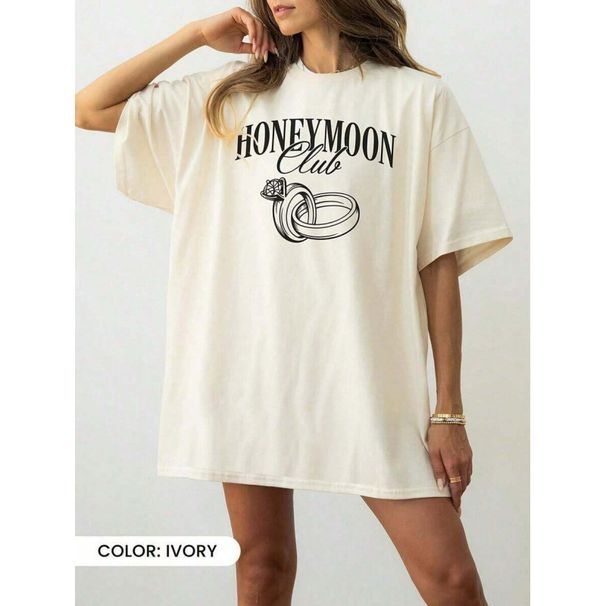 Women's Slim Fit Crew Neck Top Casual Soft Cotton Honeymoon T-Shirt_ecoleips.com