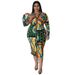Plus Size Women's Long Dress Printed Multi Color Casual Sexy Shirt Long Sleeved_ecoleips.com