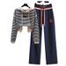 Women's Clothing Hooded Sweatshirt Women Spring And Autumn Thin Loose Casual High End Color Stripe Letter Casual Pants_ecoleips.com