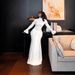 Elegant Solid Color Long Sleeve Dress With Tie Belt, Flowy Sash For A Chic And Sensational Look_ecoleips.com