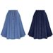 Denim A-Line Midi Skirt – Adjustable Button & Elastic Waist (M/Xl/Xxl, Light Blue & Dark Blue) Breathable Denim_ecoleips.com