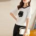 Women's Clothing Sweater For Women Summer New Style Camellia Three Dimensional Towel Embroidered Top Loose Short Sleeved T Shirt_ecoleips.com