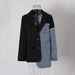 Women's Clothing Korean Style Women's Irregular Denim Patchwork Suit High-End Fashion Casual Loose Fitting Spring_ecoleips.com