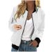Women's Clothing Spring/Summer New Casual Jacket, Solid Color Fashion Zipper Cardigan Baseball Jacket_ecoleips.com