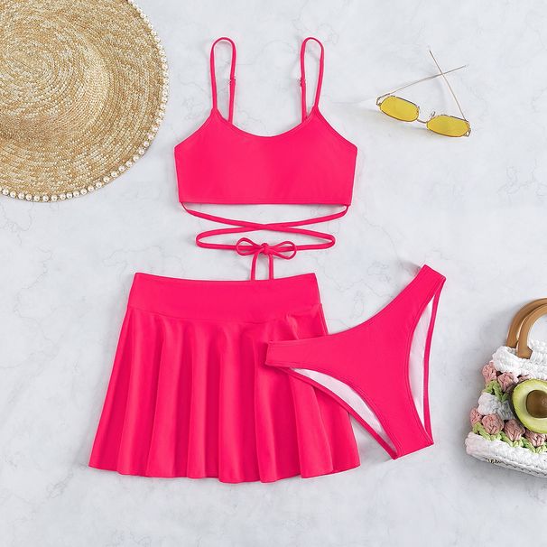 Aria Basics Women's New Swimsuit, Cross-border European And American Style, Sexy Three-piece Set, Swim Short Skirt, Foreign Trade_ecoleips.com