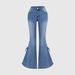 Women's Mid Waist Slim Fit Flared Jeans With Lace-Up Bow Tie Detail - Stretch Denim Trousers For Casual & Chic Style_ecoleips.com