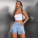 Women's High-Waisted Retro Fashion Shorts with Bow Tie And Slits European American Style Hot Selling New Summer Bottoms_ecoleips.com