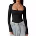 Aria Basics Aria Basics Cross-border European American Women's Square-neck Shirt, Autumn Top, Long-sleeved Slim-fit Pullover Milk Silk T-shirt,_ecoleips.com