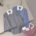 Women's Striped Shirt Long Sleeve Cardigan Color Blocked Collar Loose Fit Top Elegant Fashion England Style Spring/Autumn Summer_ecoleips.com