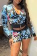 Women's Clothing New Fashion Printed Long Sleeved Shorts Suit Hot Girl_ecoleips.com
