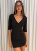 Mozision V Neck Half Sleeves Backless Sexy Mini Dress Women Elegant Summer Ruched Wrap Bodycon Club Party Dress Female Clothes_ecoleips.com