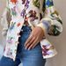 Women's Graffiti Print Cardigan Shirt Turn Down Collar Lantern Sleeve European American Style Personalized Clothing Top_ecoleips.com