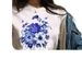 European And American Cross-border Foreign Trade Wholesale Women's Floral Round-neck Plus-size Short-sleeve T-shirt Tops_ecoleips.com