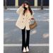 Women's Brown Suit Jacket Petite Sophisticated Stylish Korean Style Casual Spring Autumn 2024_ecoleips.com