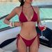 Solid Color Triangle Bikini Set, Adjustable Ties & Low Back Design, Sexy Two-Piece Swimsuit For Women, Beach & Pool Wear_ecoleips.com