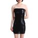 Women's Clothing Newwomen's Nightclub Stage Wear Sexy Bright Leather Patent Leather Pu Tube Top Dress_ecoleips.com